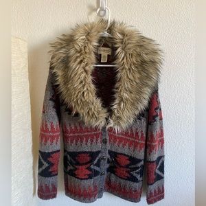 Denim & Supply Ralph Lauren Gray and Red Cardigan